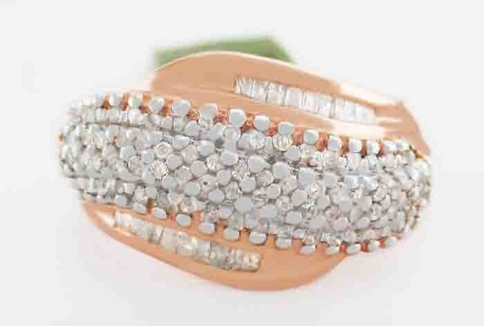 GENUINE 1 Ct DIAMONDS COCKTAIL RING .925 Sterling Silver (Rose tone) – NWT