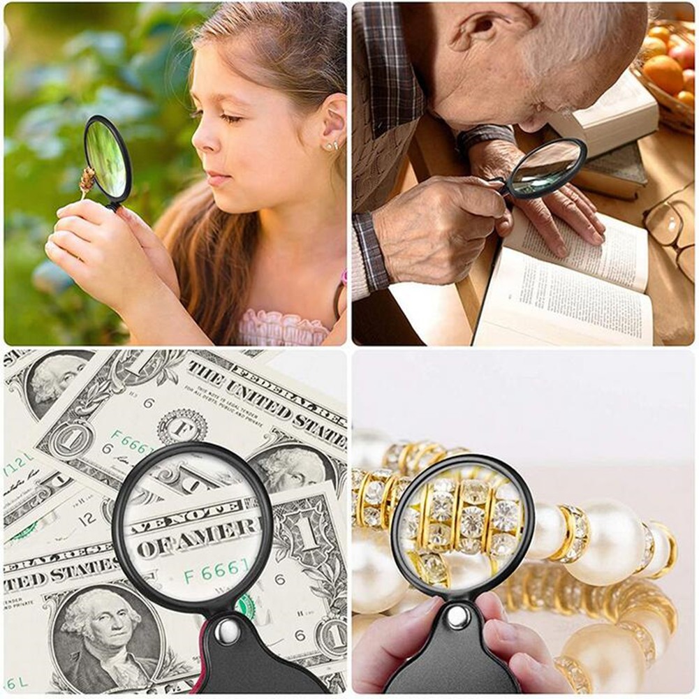 Plastic+Metal+Glass 10X Pocket Folding Magnifier Loupe Optical Magnifying Glass