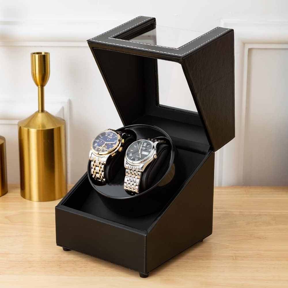 Elegant Double Watch Winder with Soft Lining & USB Power – For Automatic Watches