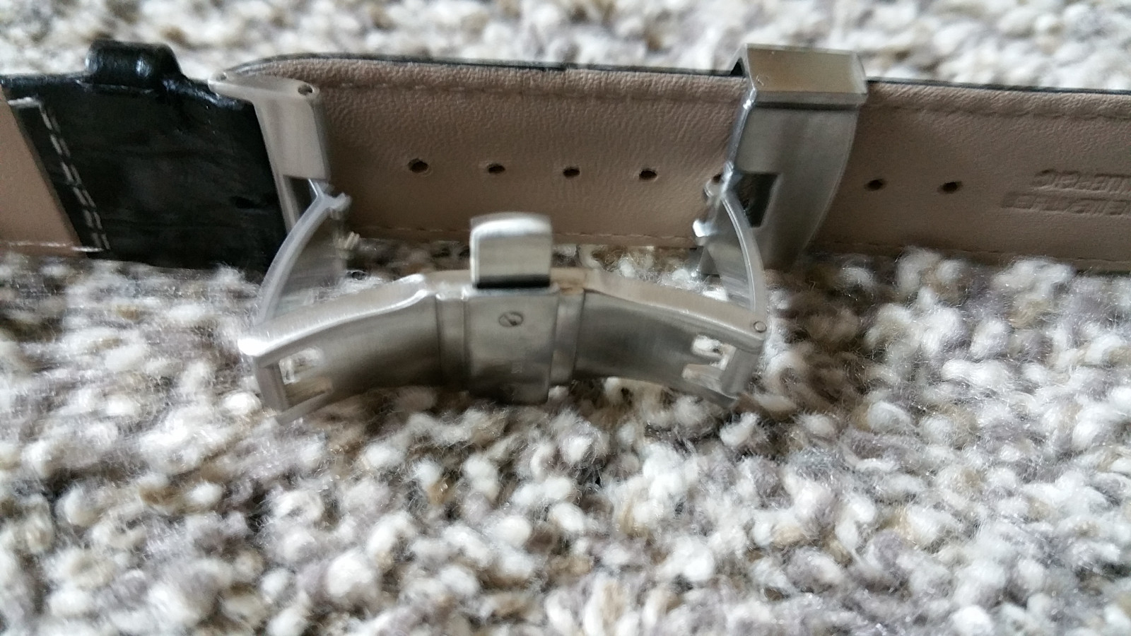 Silver Stainless Steel Butterfly Deployment Clasp Buckle With Push Button, Pins