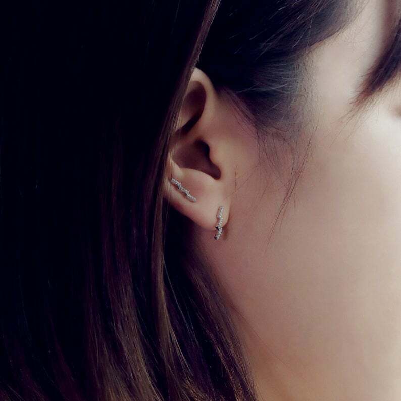 1.2ct Lab-Created Moissanite Geometric Minimal Stud Earrings White Gold Plated