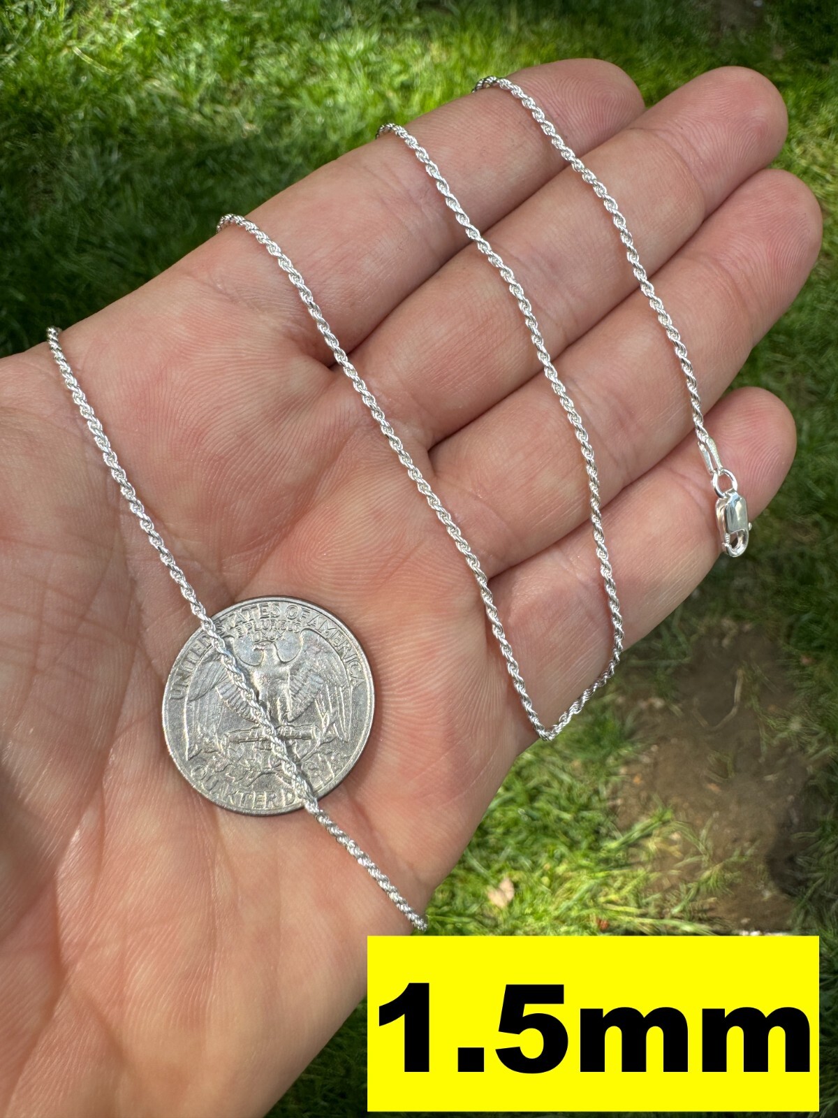 Men’s Women’s Real Solid 925 Sterling Silver Rope Chain 1.5-5mm 16″-30″ ITALY