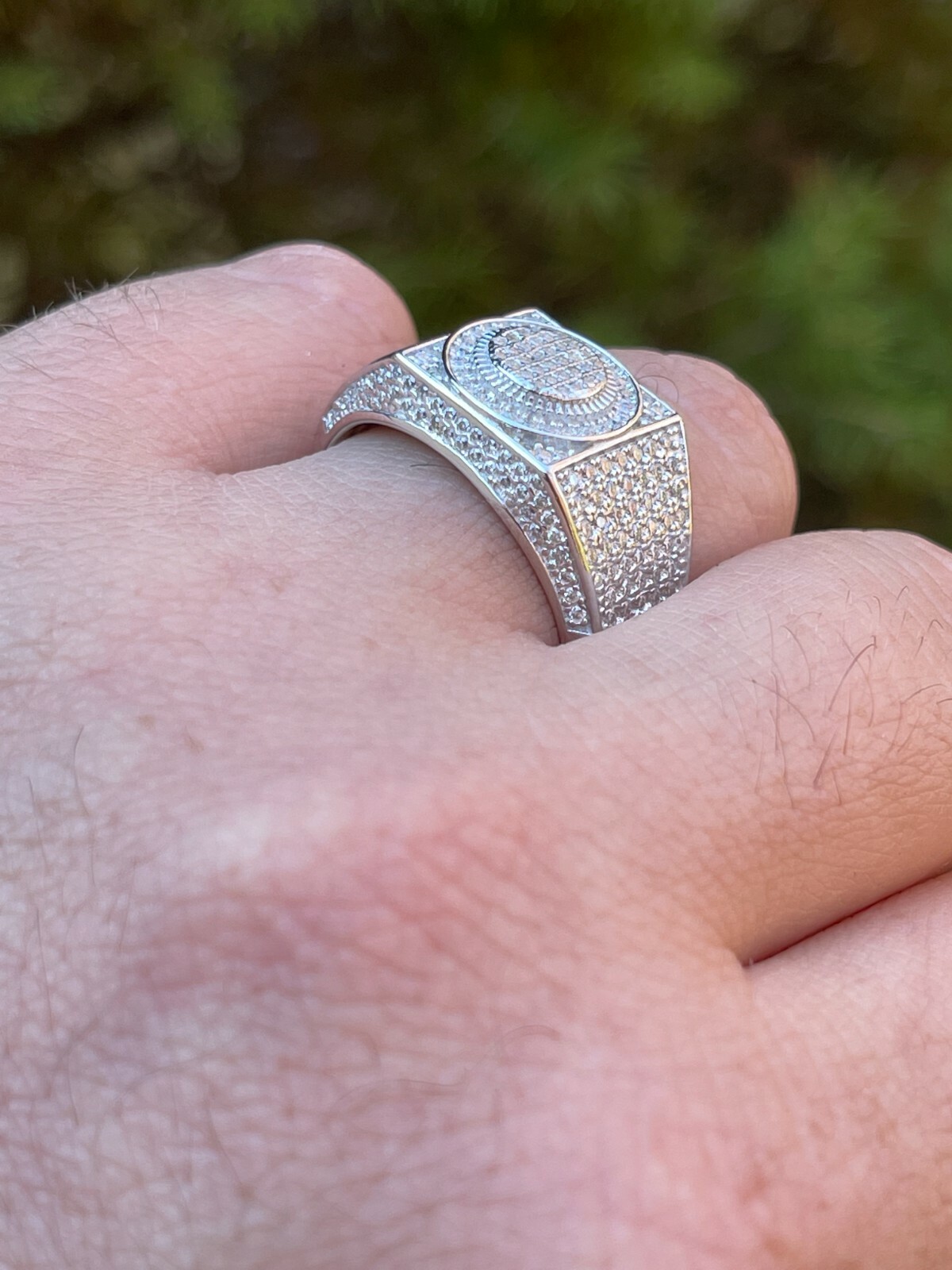 Real 925 Silver Mens Hip Hop Square Iced MOISSANITE Ring – Passes Tester W. GRA