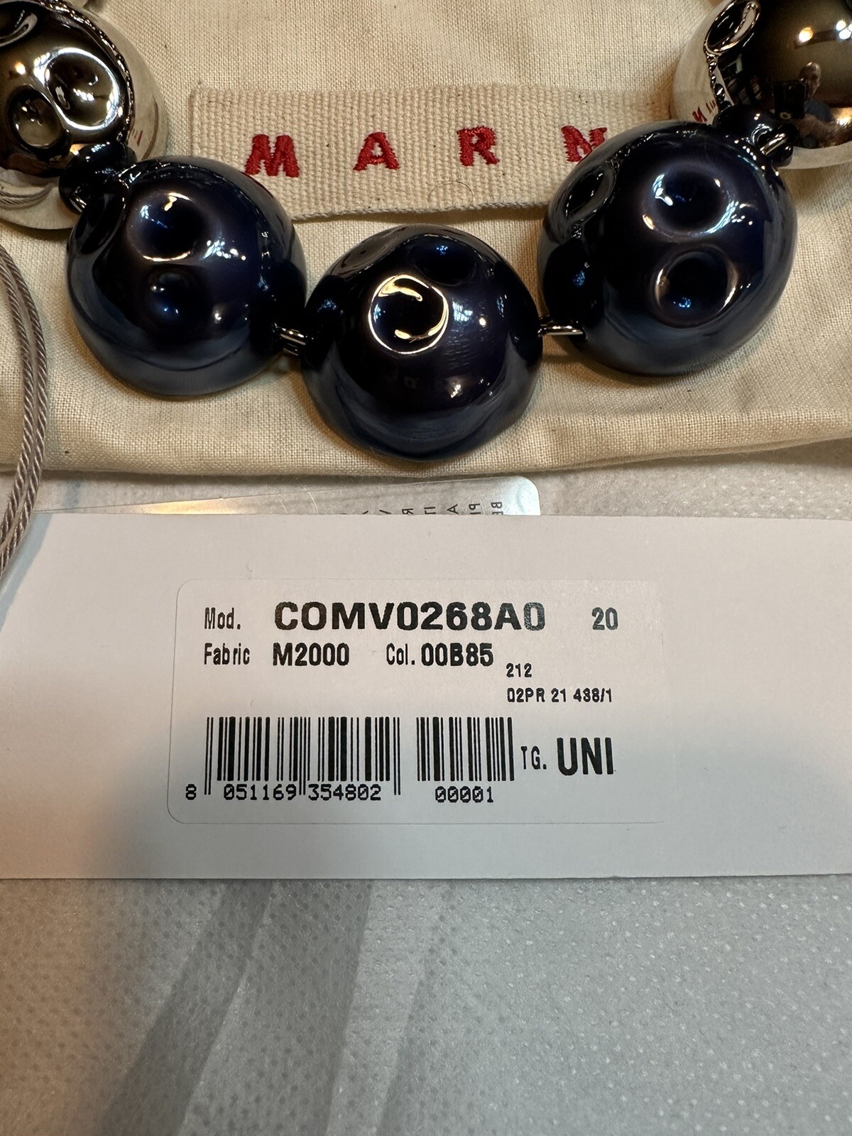 New MARNI Two-Tone Half Sphere Necklace & Disc Drop Earrings Blue/Silver $1,540