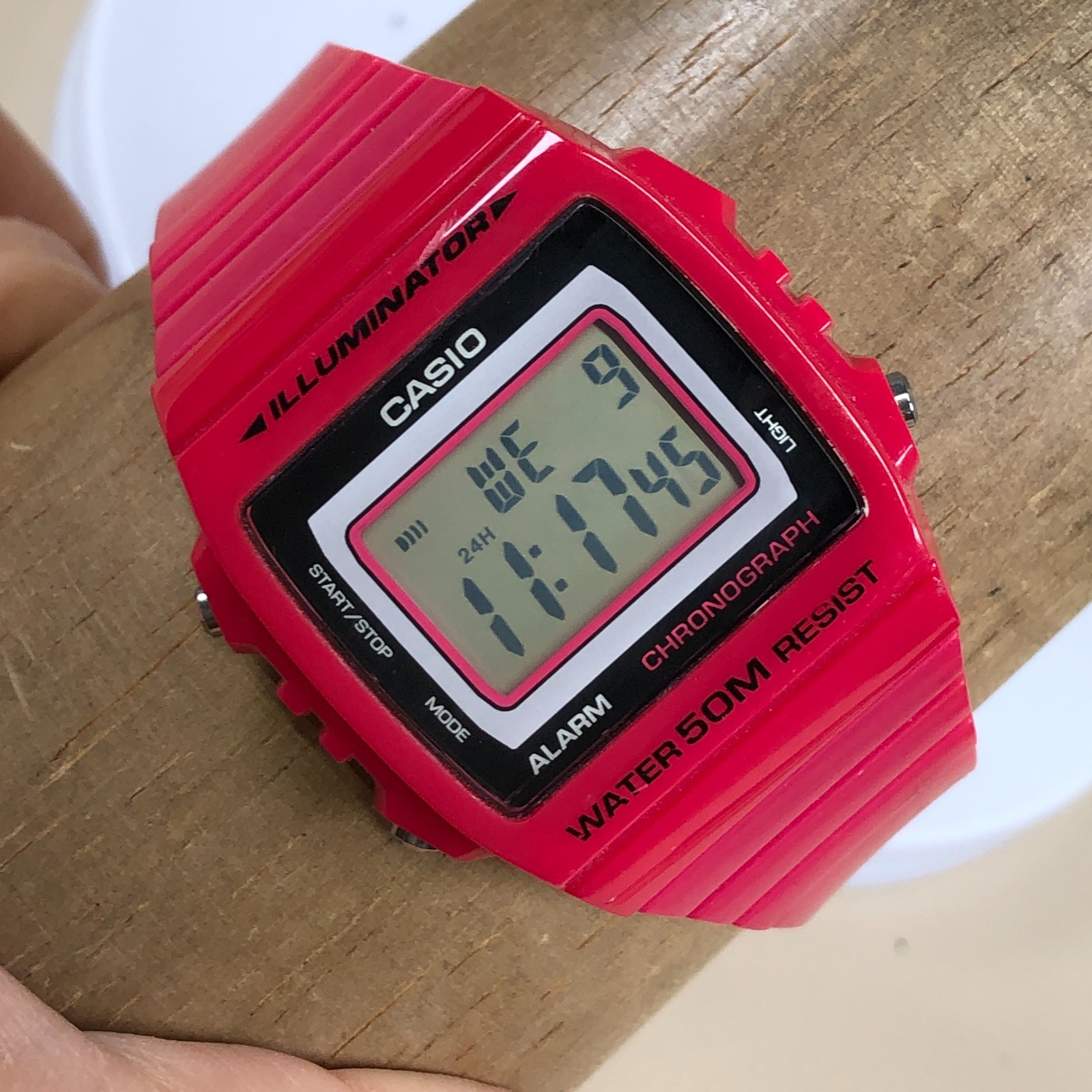Casio Illuminator Men W-215H Sport Red Resin Band Quartz Digital 40mm Watch