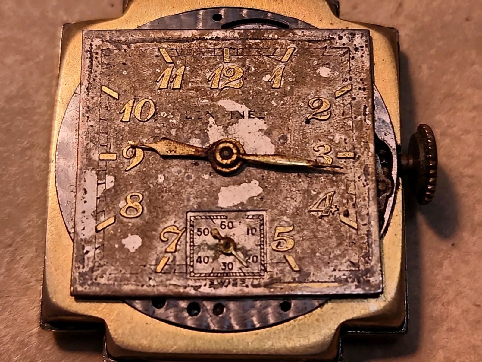 1940’s Longines 10L 10K Yellow GF Hinged Lug Driver’s Watch For Parts/Repairs