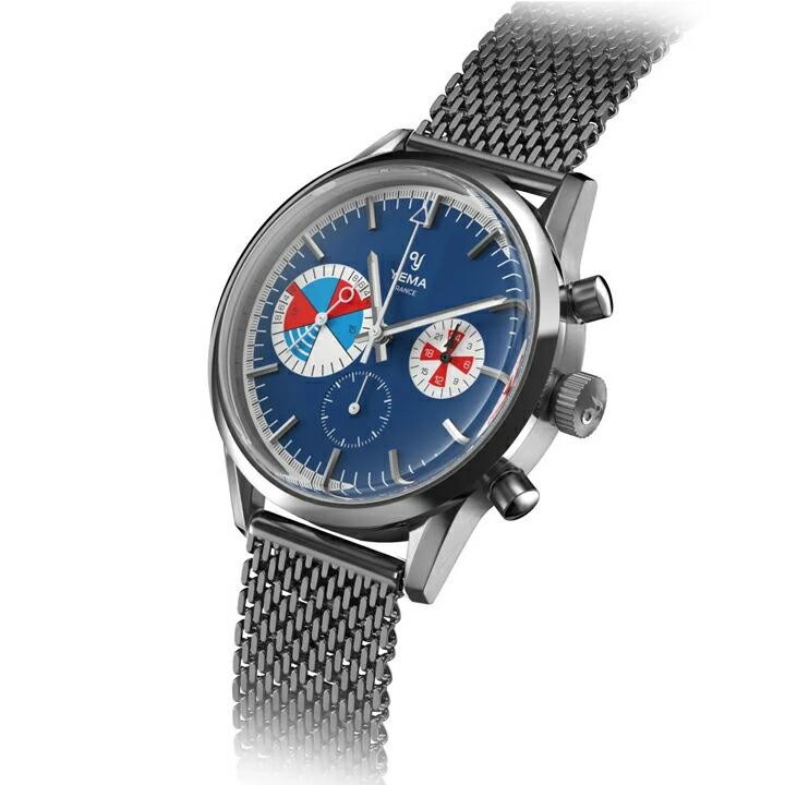 Yema Yachtingrough Mecha-Quartz Chronograph YMHF1583-GM Blue Dial Men`s Watch