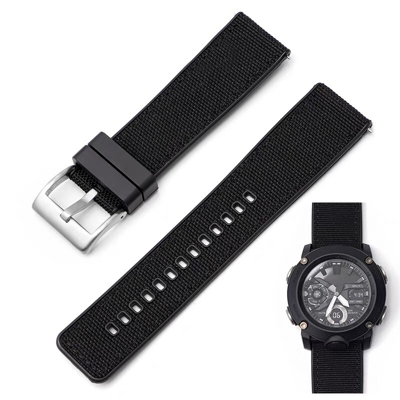 Nylon + Rubber Strap For G-SHOCK PRG-600 PRG-650 GA-2000 Watch Band Replacement