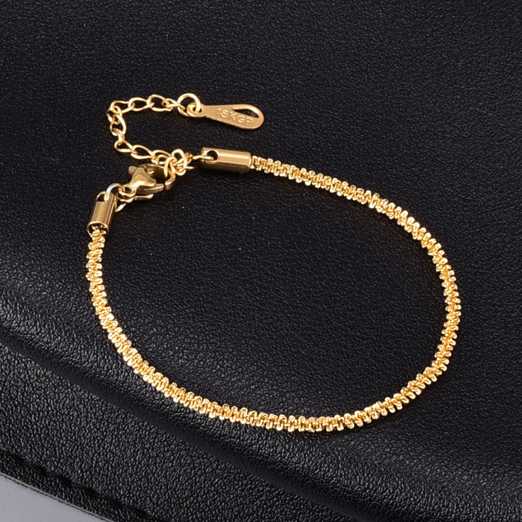 Women 18K Gold Stainless Steel Diamond Cut 2mm Rope Chain Bracelet 8″ Gift PE46