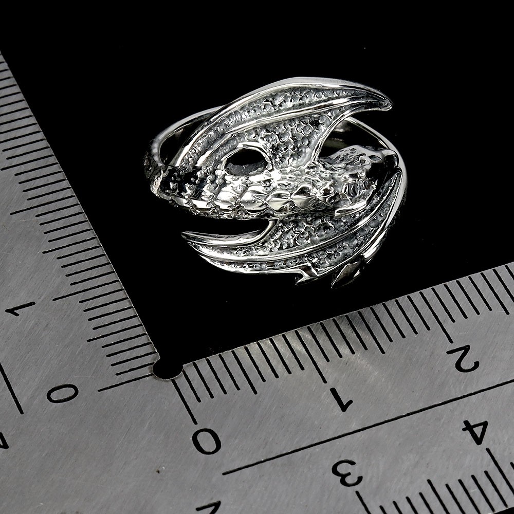 925 Sterling Silver Ring Dragon 18x18mm Jewelry Size 7
