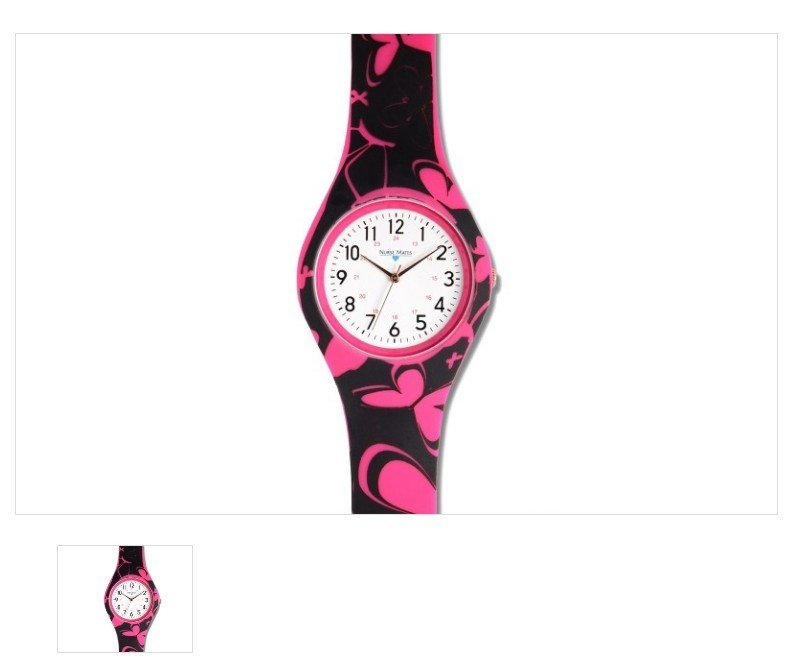 Nurse Mates women’s nurse watch water-resistant silicone strap – Black Pink