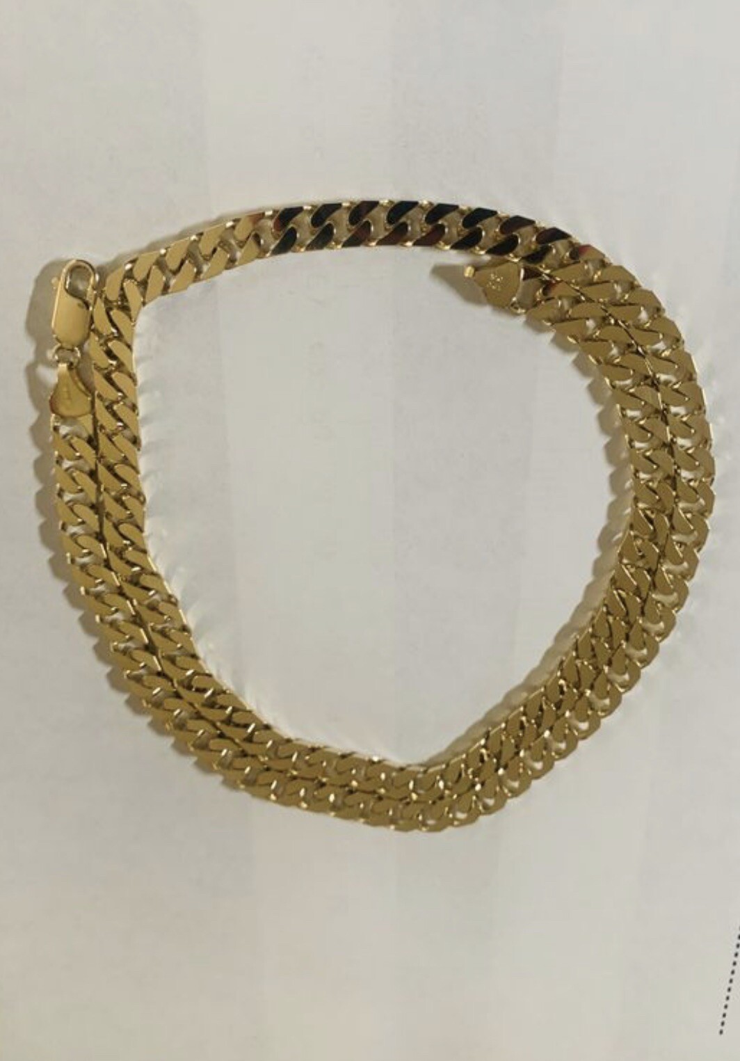 Gold Flat Curb Chain Necklace, 22”,6.5mm Wide,2mm Thick, Heavy 43.7 Grams, 10KYG