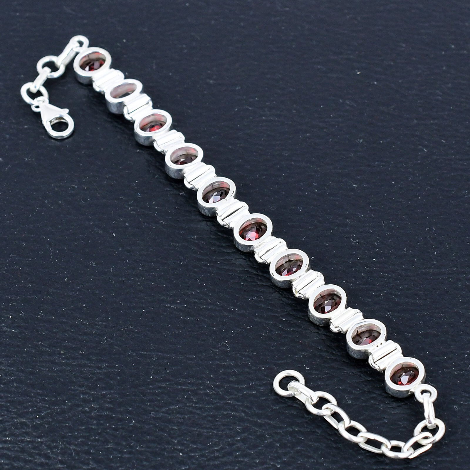 Garnet Gemstone 925 Sterling Silver Hadnmade Bracelet Jewelry Gift For Unisex