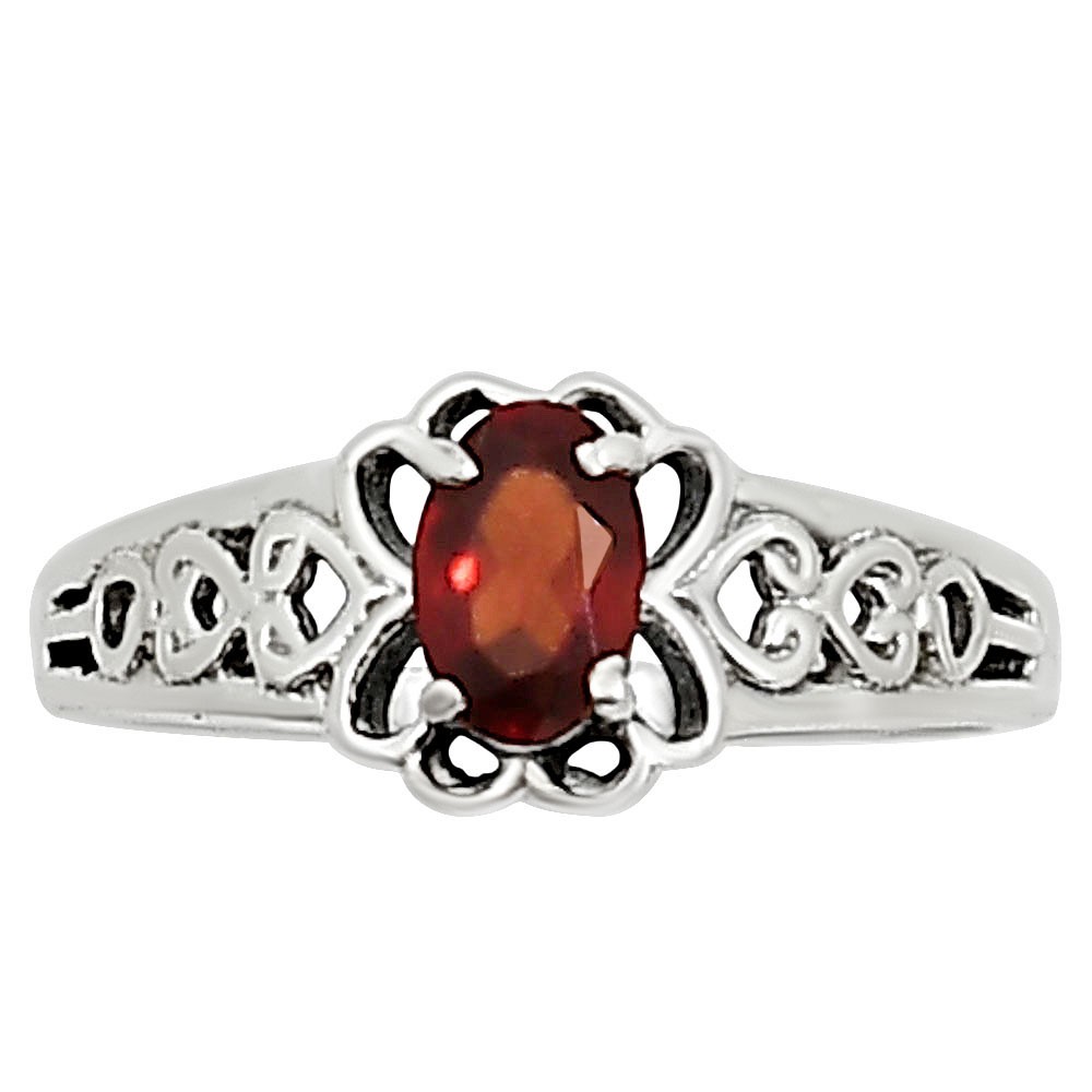 Hessonite Garnet – Madagascar 925 Sterling Silver Ring s.7 Jewelry R-1172