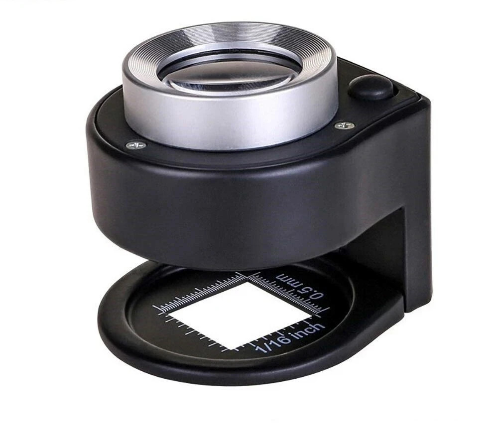 60X Optical Magnifying Glass LED UV Light USB Rechargeable Reading Loupe Case