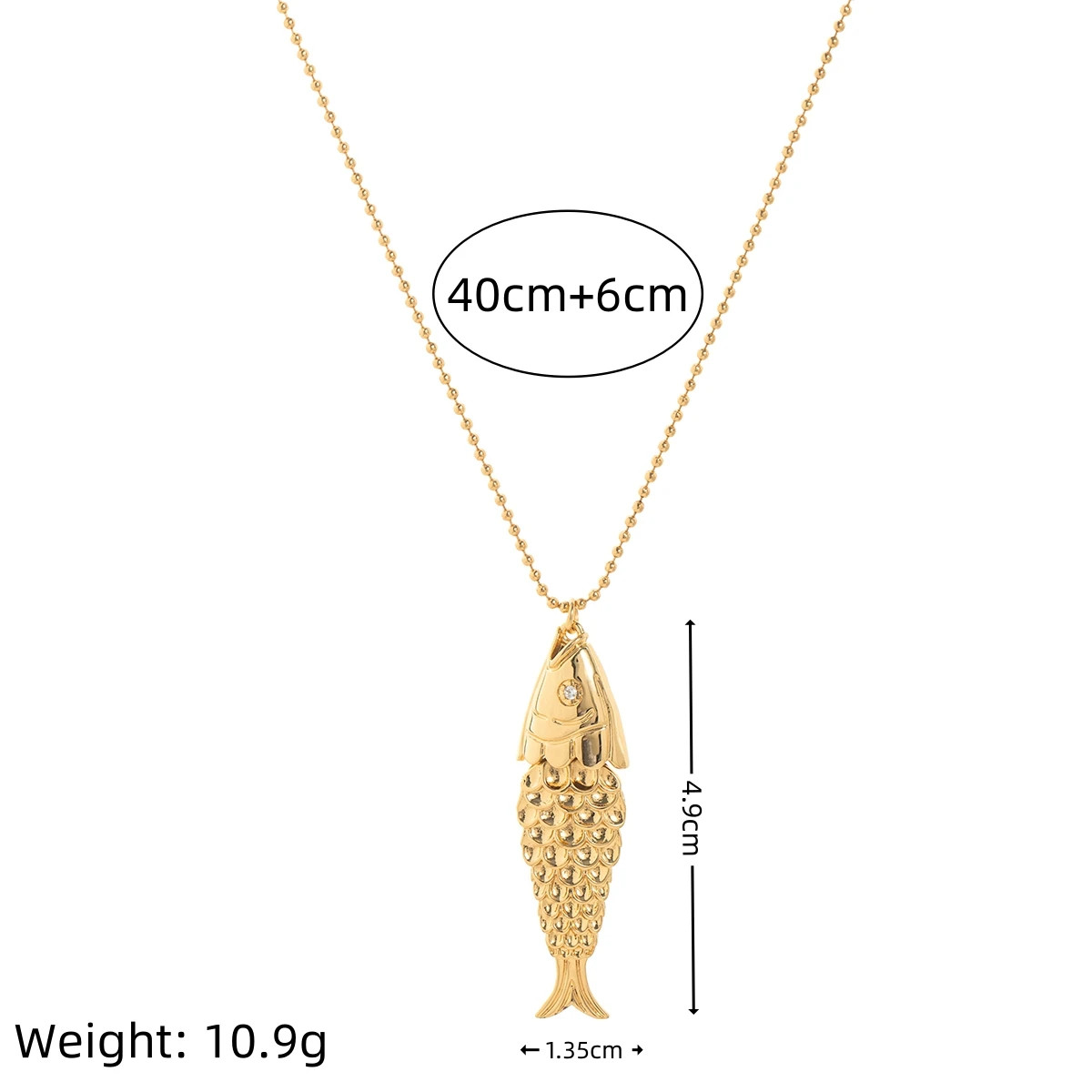 Koi Fish Pendant Necklace Zircon Gold Plated Hip Hop Lucky Jewelry Gift