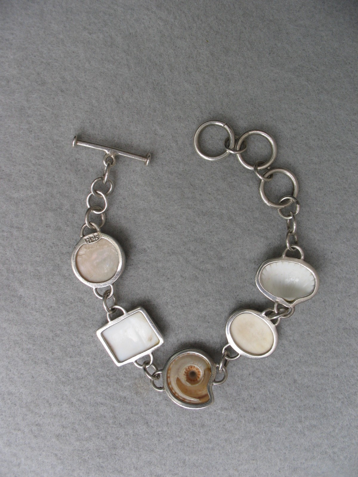 Sterling Silver Seashore Artisan Bracelet Toggle T. Tucker 6.5″-7.5″