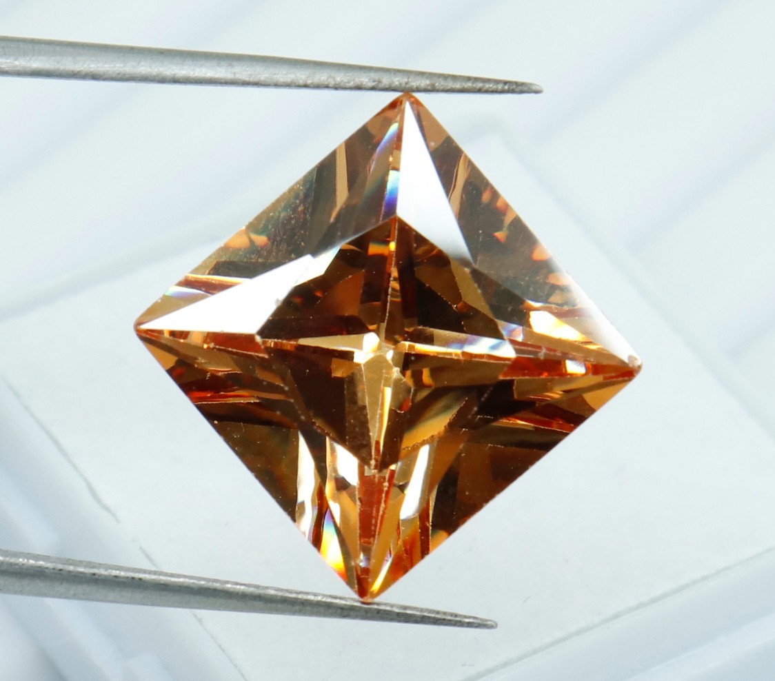 Certified 22.40 Ct NATURAL Yellow Zircon Princess Cut Cambodia Loose A+ GEMSTONE
