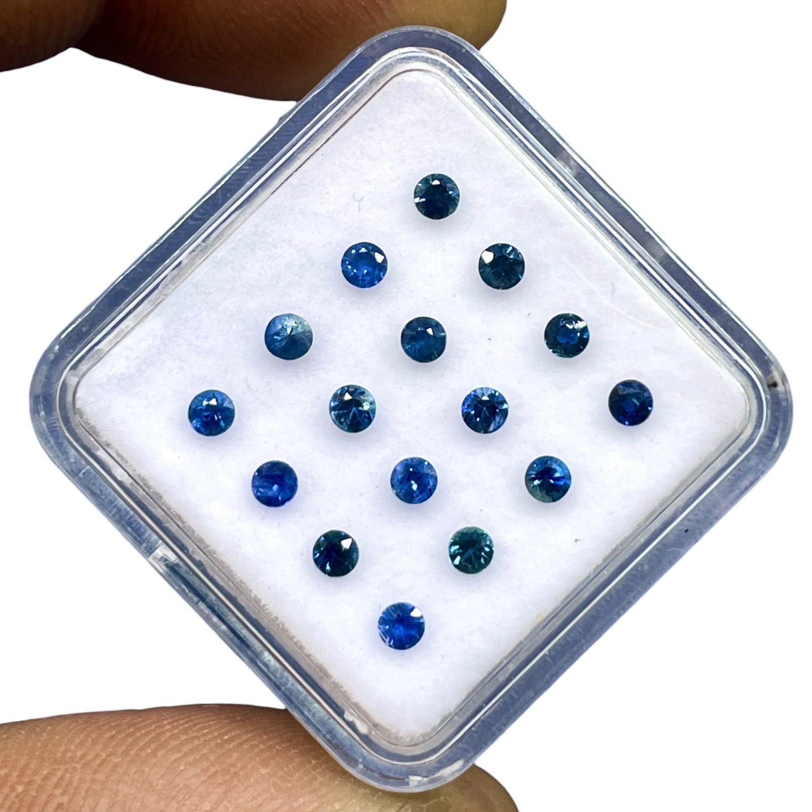 16 Pcs Natural Sri Lanka Blue Sapphire 2.4mm Round Diamond Cut Loose Gemstones