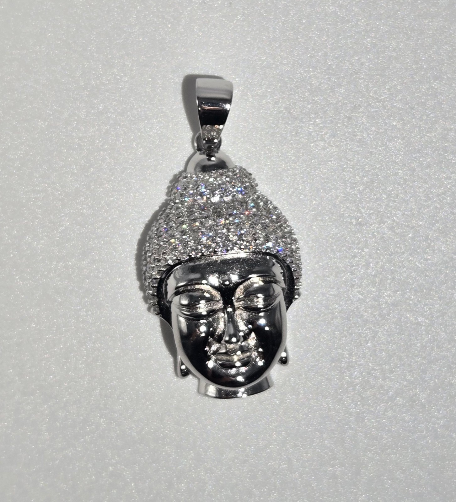 NEW Solid 925 Sterling Silver Buddha Meditation Pendant 4.0CTW MOISSANITE, USA