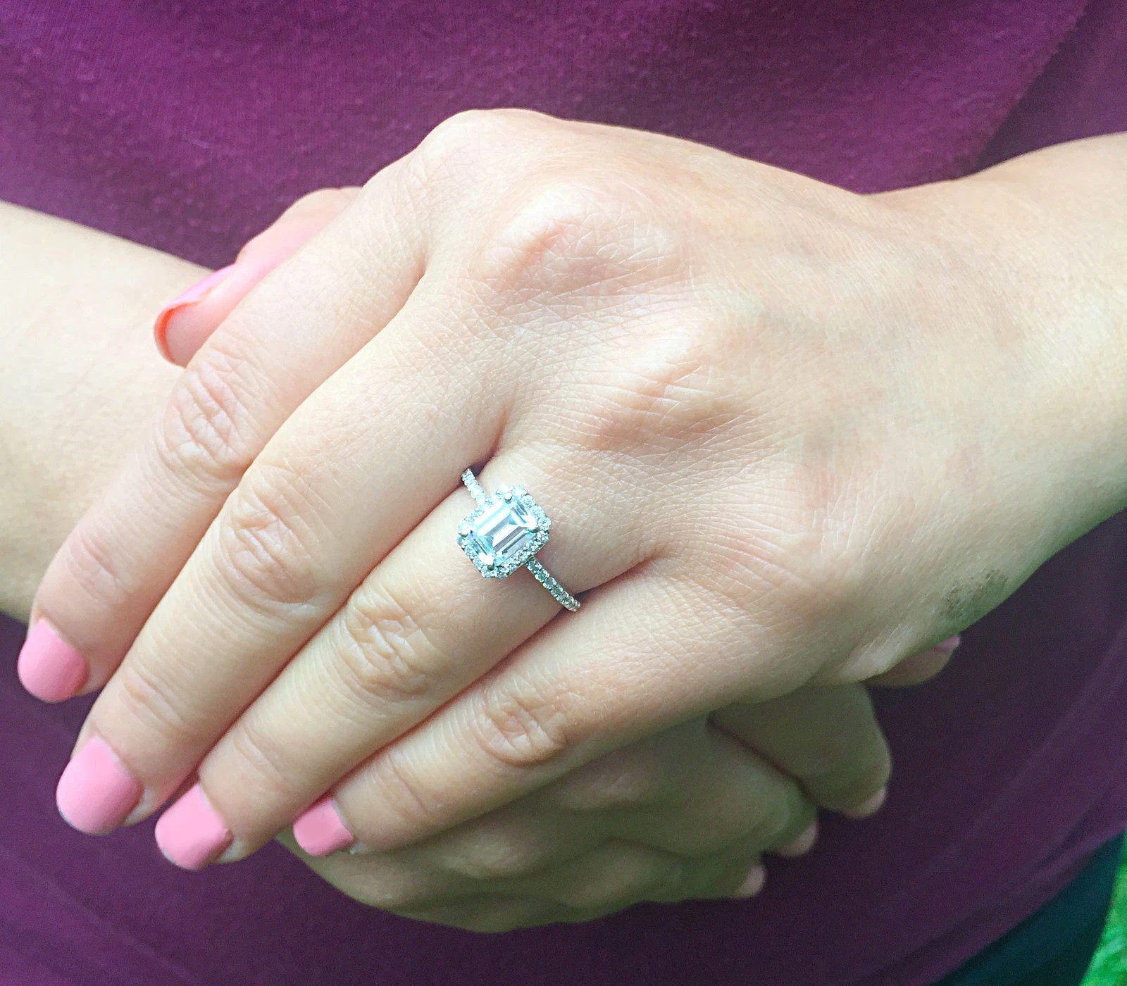 Certified Natural 1.50ct I/VS1 Emerald Cut Diamond Solid AAA 14K White Gold Ring