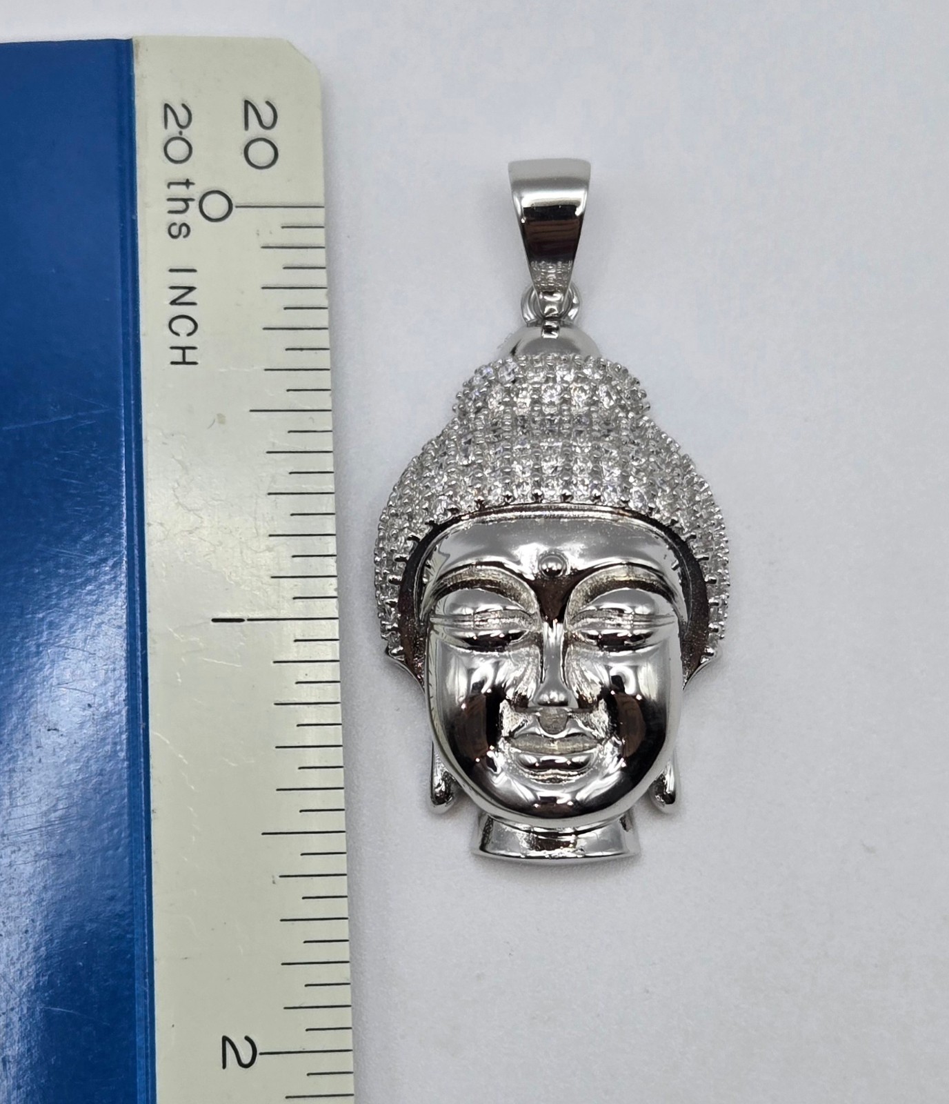 NEW Solid 925 Sterling Silver Buddha Meditation Pendant 4.0CTW MOISSANITE, USA