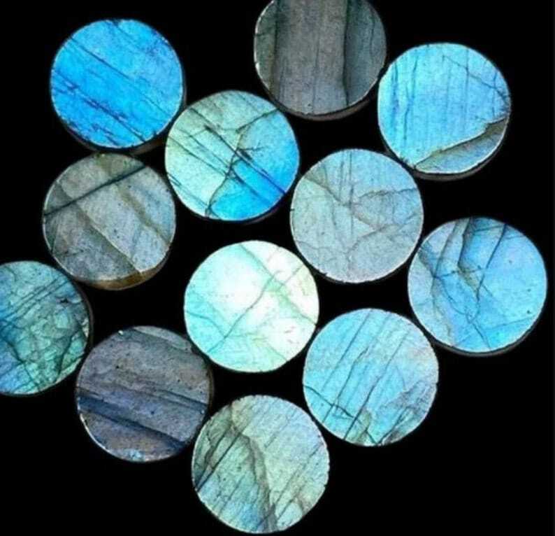 Top Quality Natural Labradorite Flat Round Cabochon Coin loose gemstone 6mm-20mm