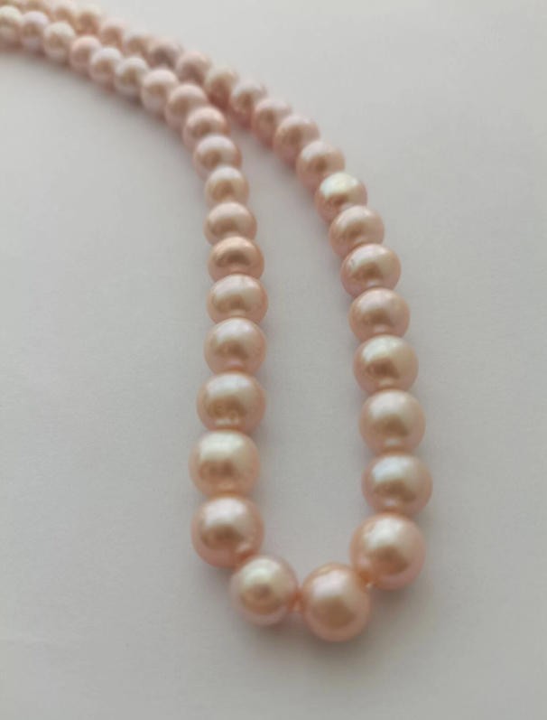 photo 18 inch AAAA Japan Akoya 7-8mm pink pearl necklace 14K gold clasp