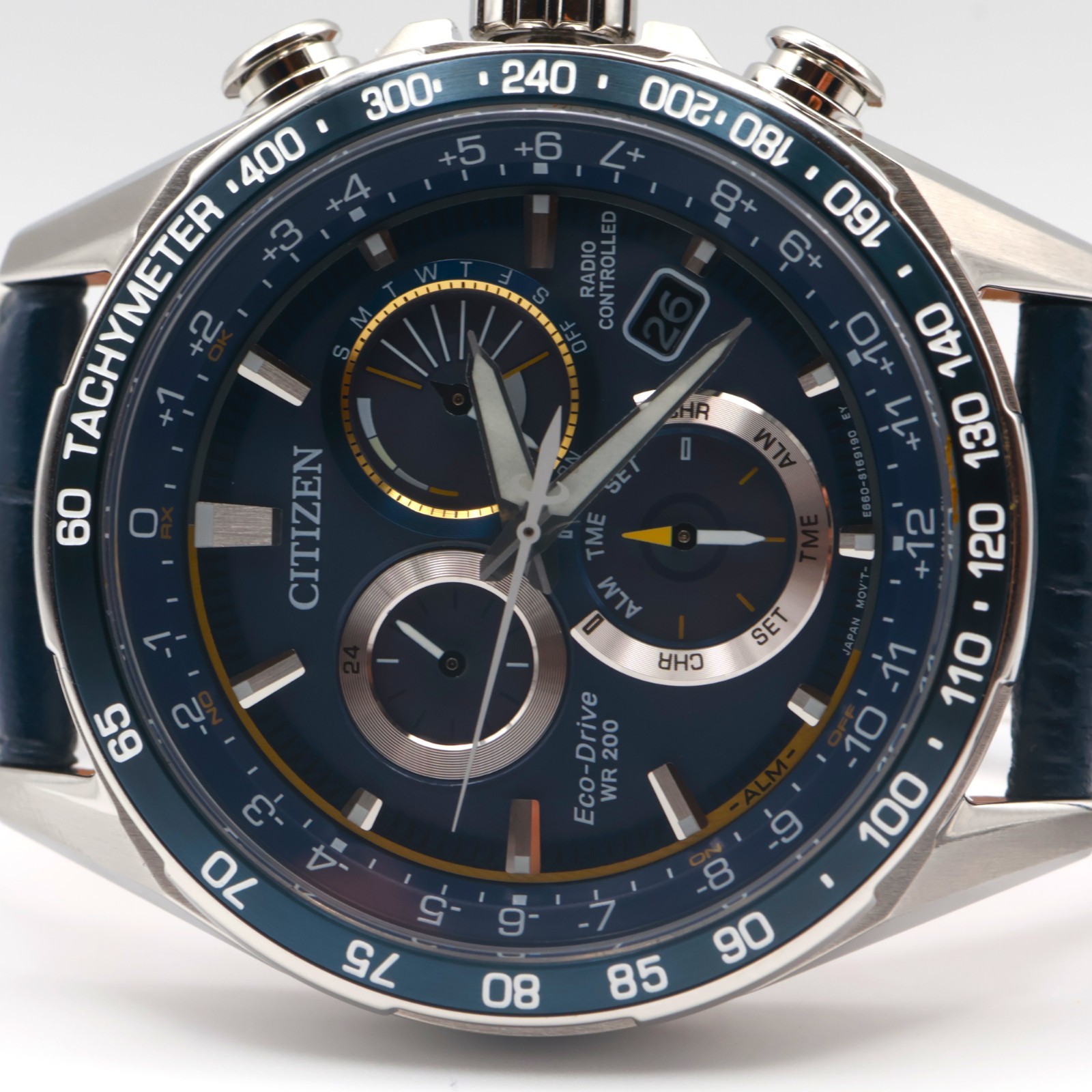 Citizen CB5918-02L Men’s PCAT Atomic Time Perpetual Calendar Leather Band Watch
