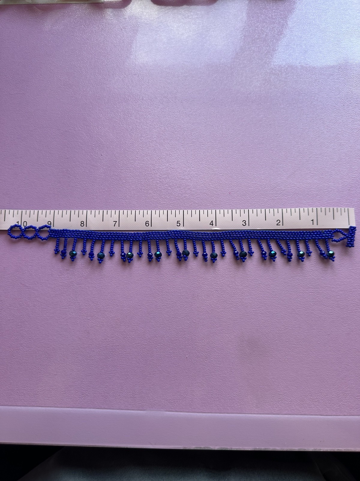 Beaded Fringe Anklet Cobalt Blue