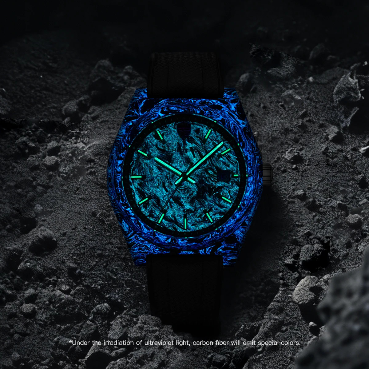 Carbon Fiber Luminous 40mm Automatic Diver Watch 100m Waterproof Miyota 8215