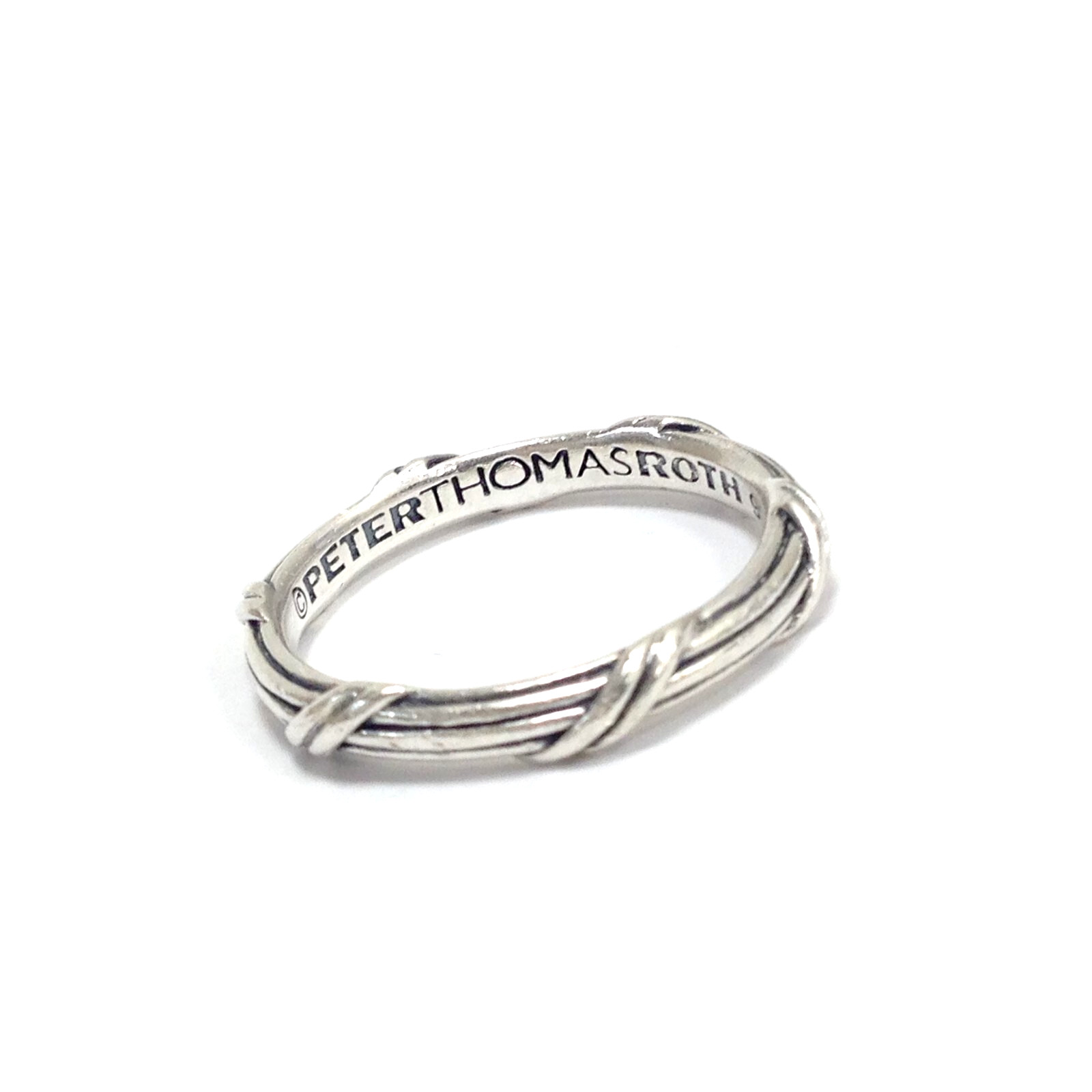 Peter Thomas Roth Sterling Silver Ribbon & Reed 3.5mm Signature Band Ring Sz 10