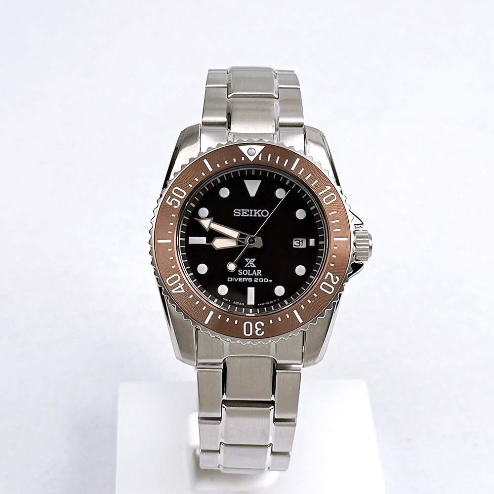 Seiko Prospex Sea Men’s Solar Brown Dial Diver Stainless Watch SNE571