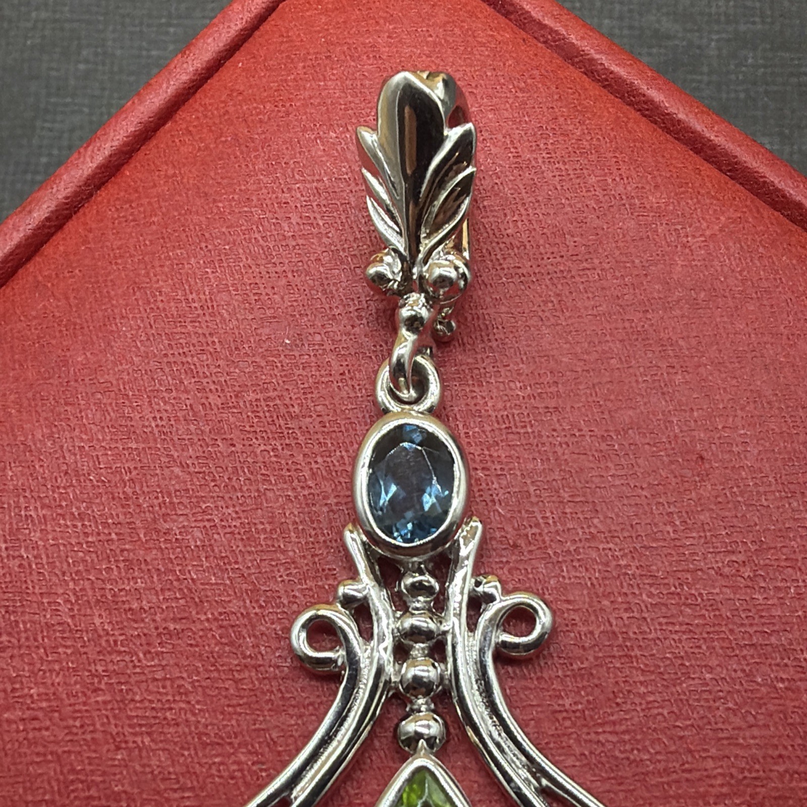 NF Stamped Thailand 925 Large Blue Druzy And Other Gemstone Pendant 3.3”!