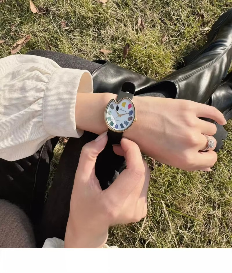 Y2K Paint Board Art Women Watch Student Vintage Retro Quartz Wristwatch Gift