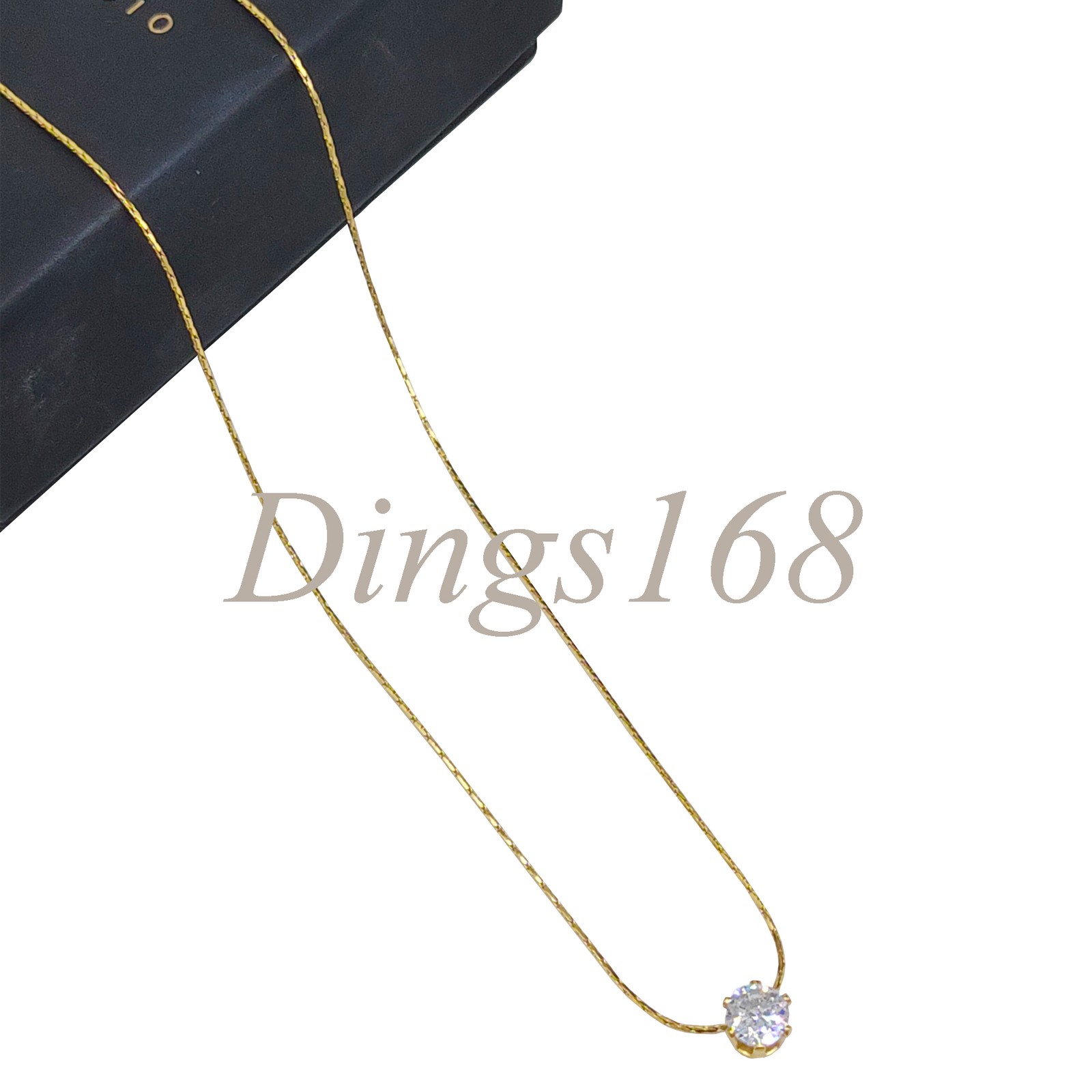 Real 18K Yellow Gold Filled 5mm Crystal Pendant 16″+2″ Thin Snake Chain Necklace