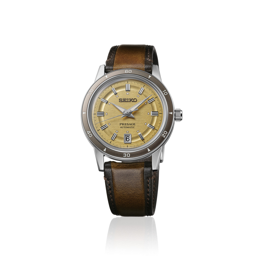 Seiko SRPL75 Watch for Men – Presage Collection Champagne Gold Dial 39.5mm