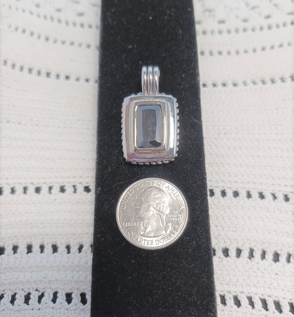 Black Faceted Glass and Silver Tone Pendant