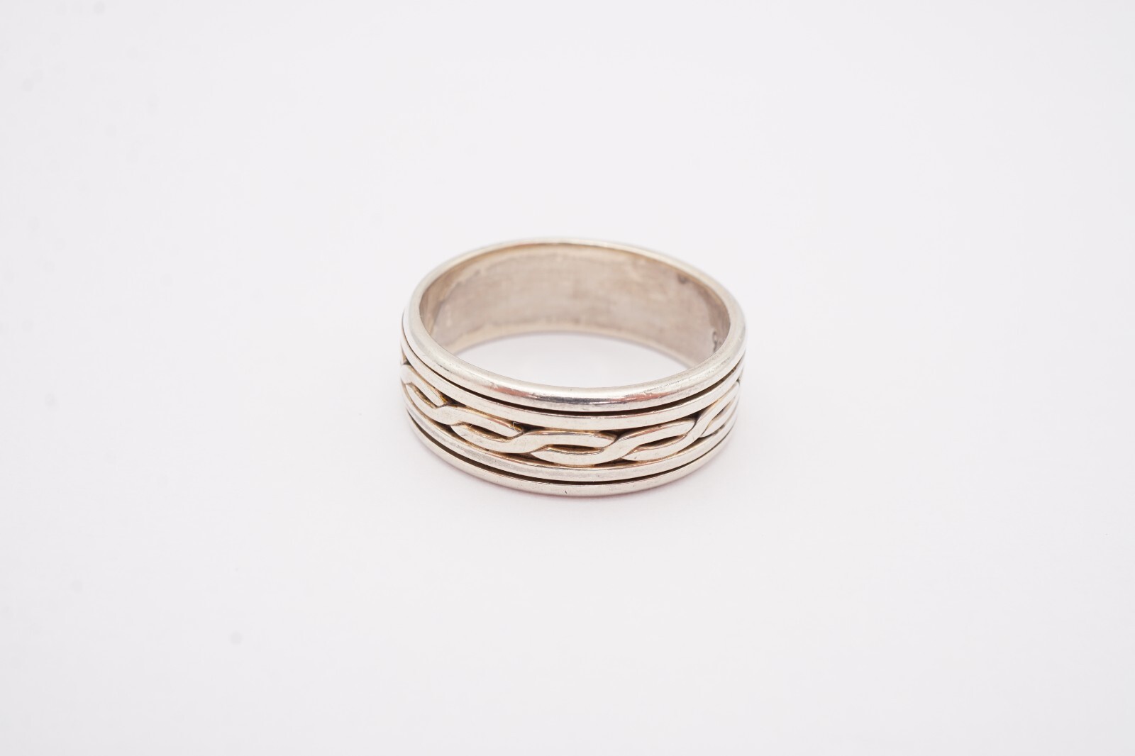 Sterling Silver 925 Barbed Wire Spinner Ring Size 8