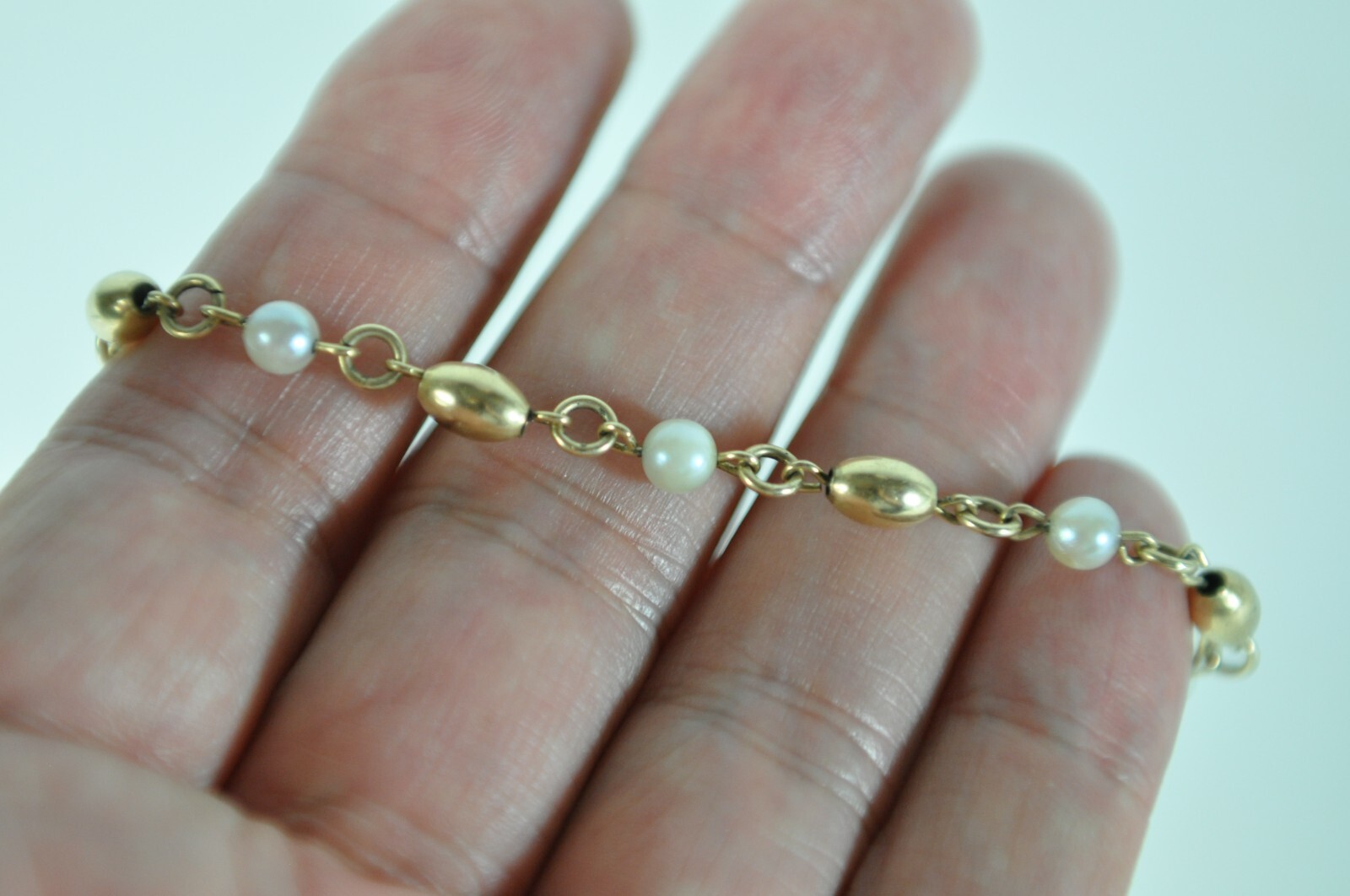#5 Fine 7″ & 5mm Pearl 12K Gold Bracelet
