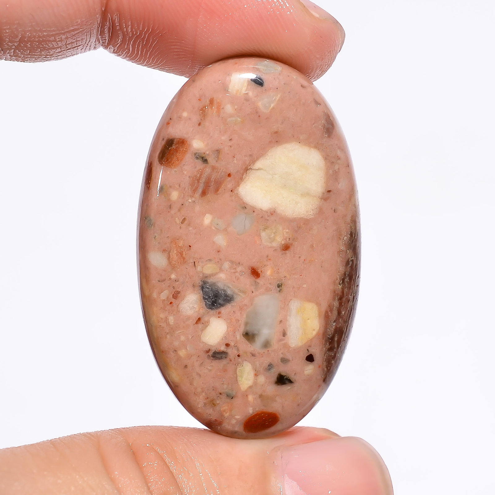 100% Natural Chert Breccia Oval Shape Cabochon Loose Gemstone 43 Ct. 38X22X5 mm