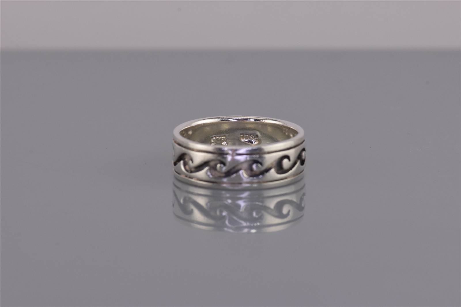 Peter Stone Sterling Silver 6mm Carved Rolling Water Wave Band Ring 925 Sz: 6