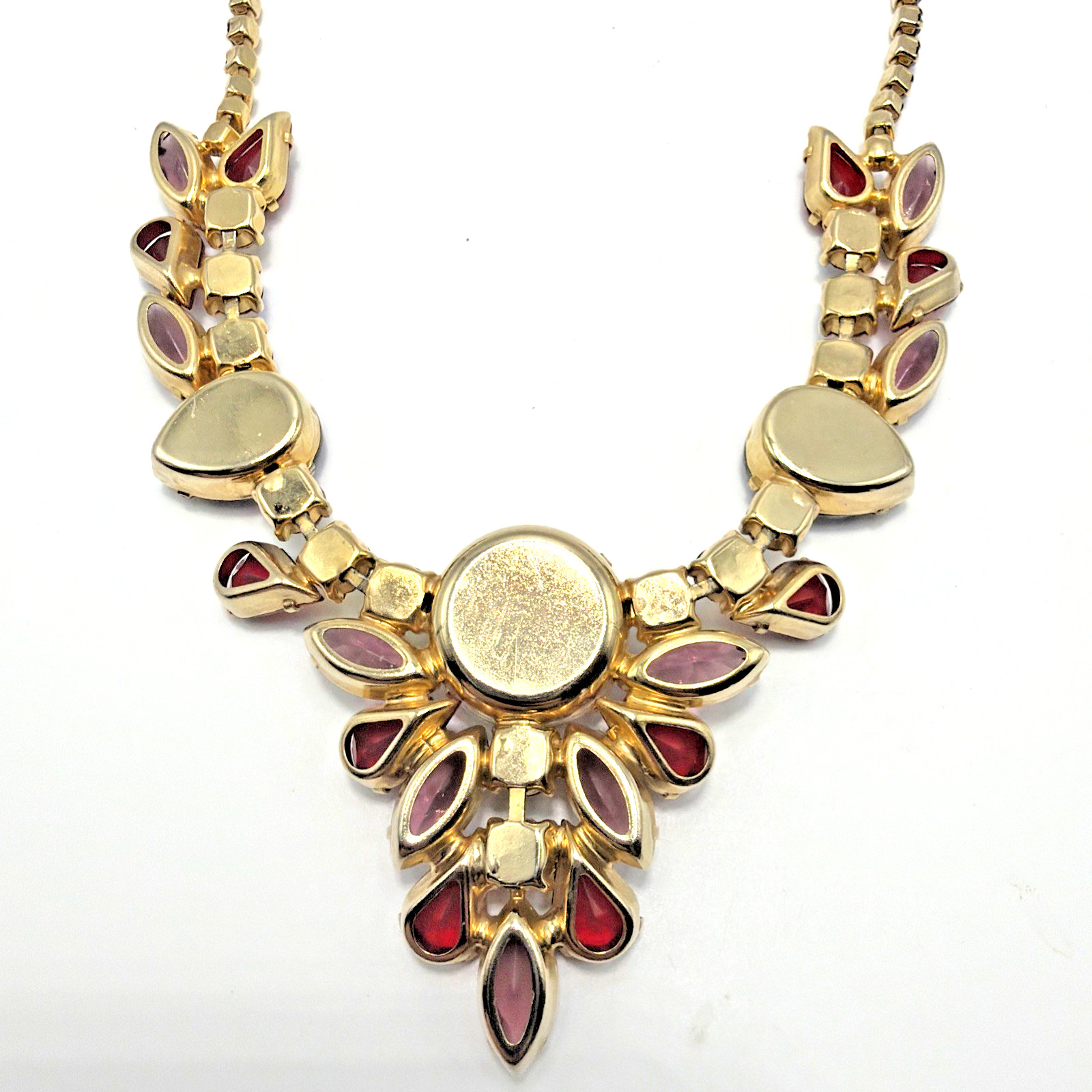 Vintage Juliana Delizza & Elster Necklace Red Fuchsia & AB Watermelon Stones
