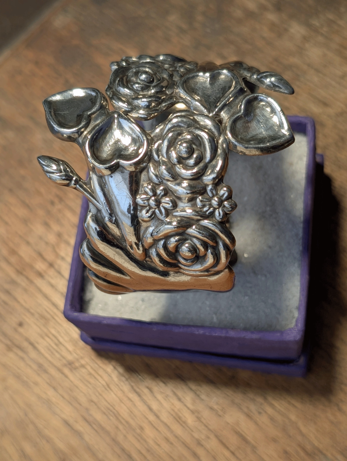 Taxco Mexico Sterling Silver Hearts Roses Hands Bracelet by Antonio Reina ~ 65g