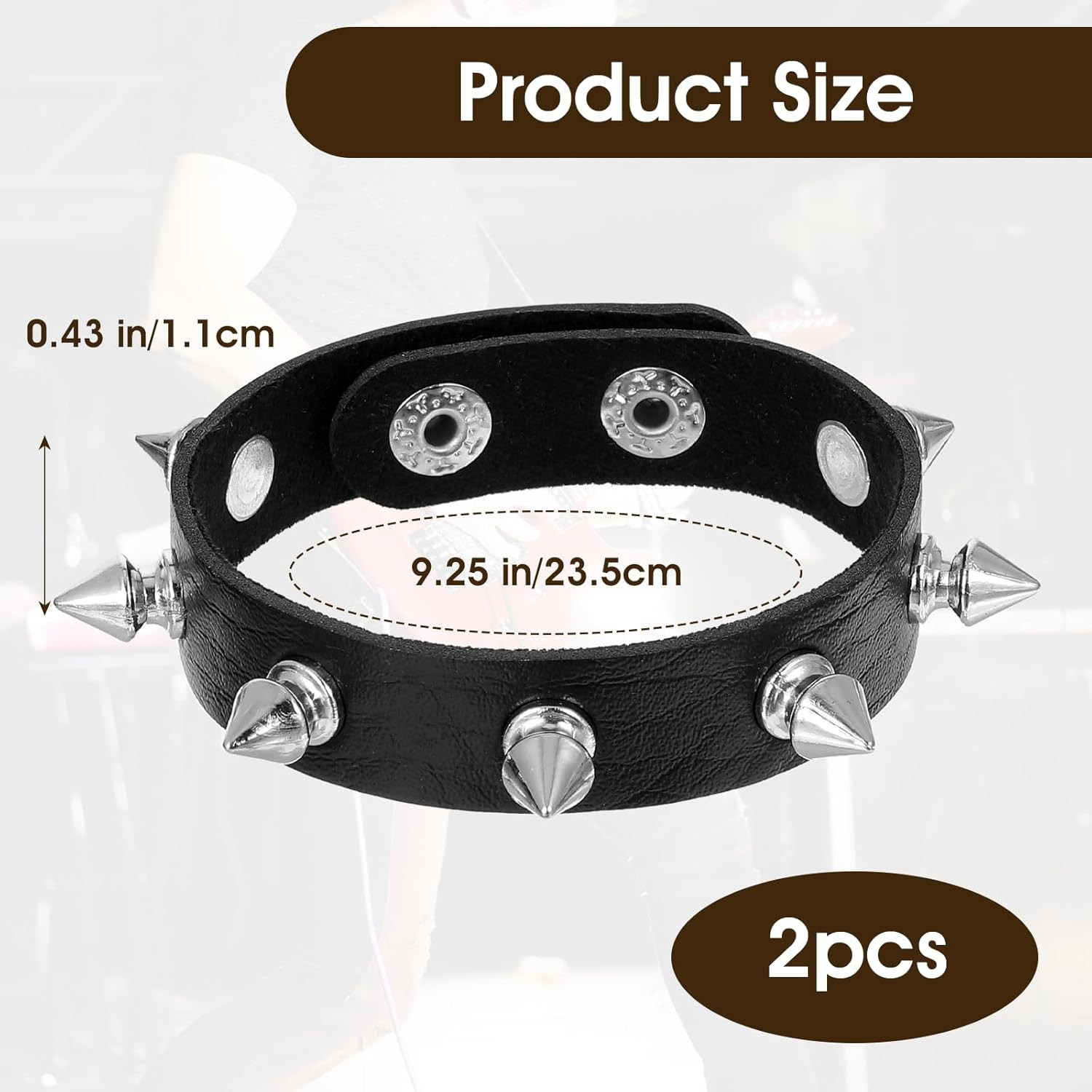 Spike Bracelet Adjustable Punk Rock Studded Leather Wristband Black Emo Bracelet