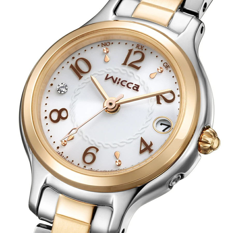 Citizen Wicca KS1-937-13 JDM Eco-Drive Radio Silver Gold Ladies Watch 25.5 Solar