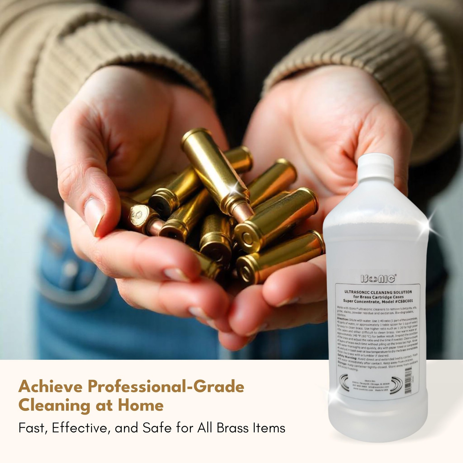 CSBC001 Ultrasonic Brass Cleaning Solution Super Concentrate, 1Qt Bottle