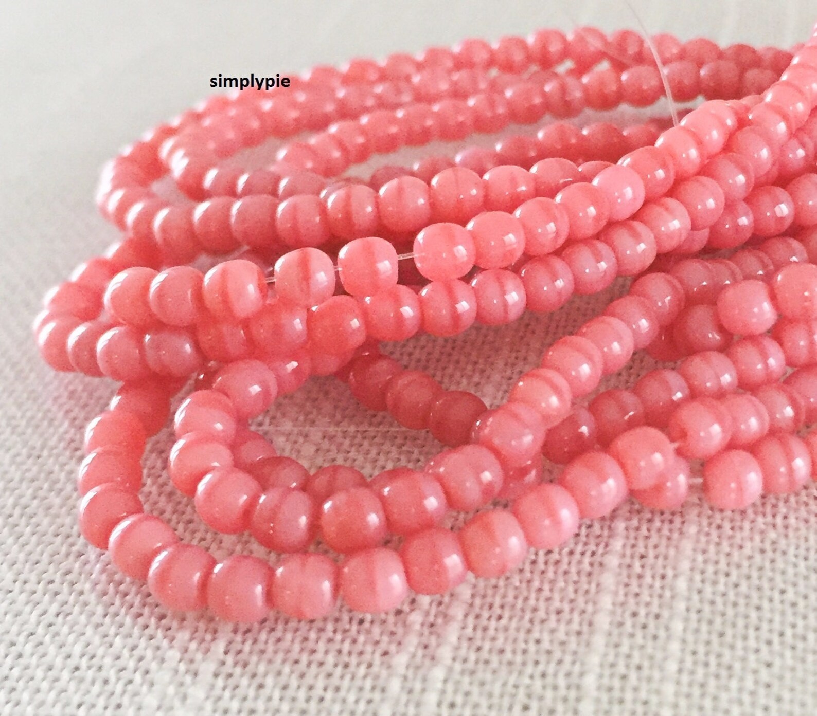 Pink Coral Czech Glass Beads 3mm Round 50 Druk