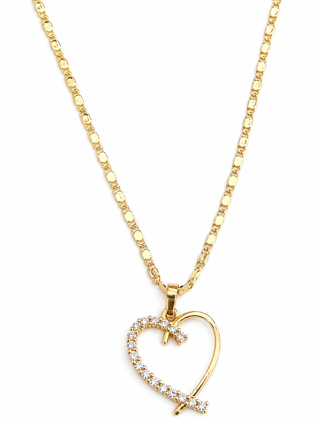 18K Gold Plated Heart Jewelry Set CZ Necklace 18″ And Stud Earrings Gift for Her