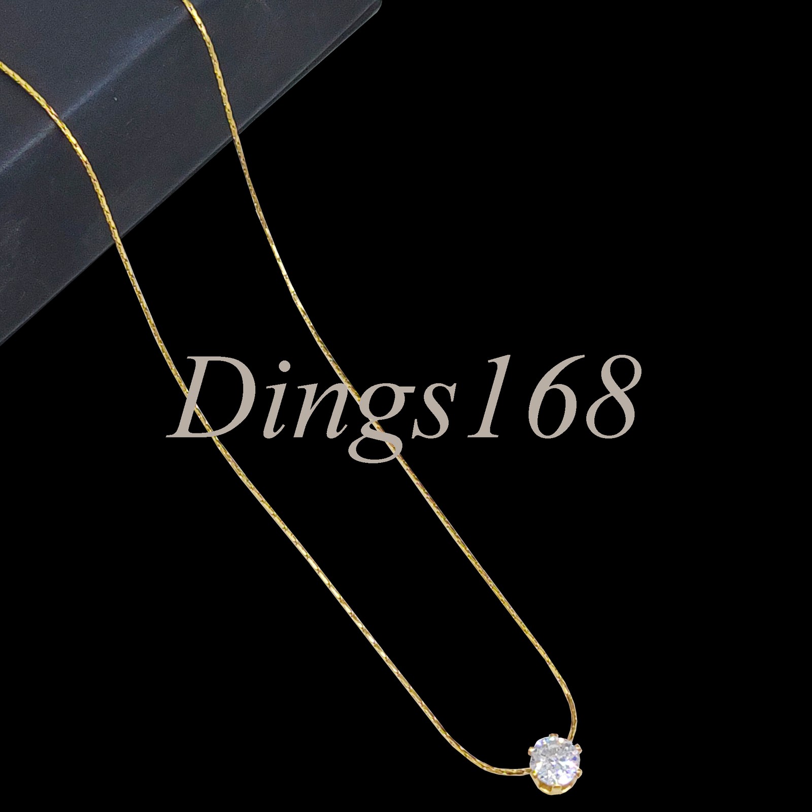 Real 18K Yellow Gold Filled 5mm Crystal Pendant 16″+2″ Thin Snake Chain Necklace